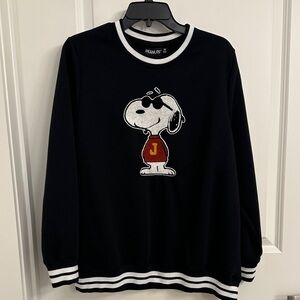 Peanuts Black and White Crewneck Sweater with Snoopy